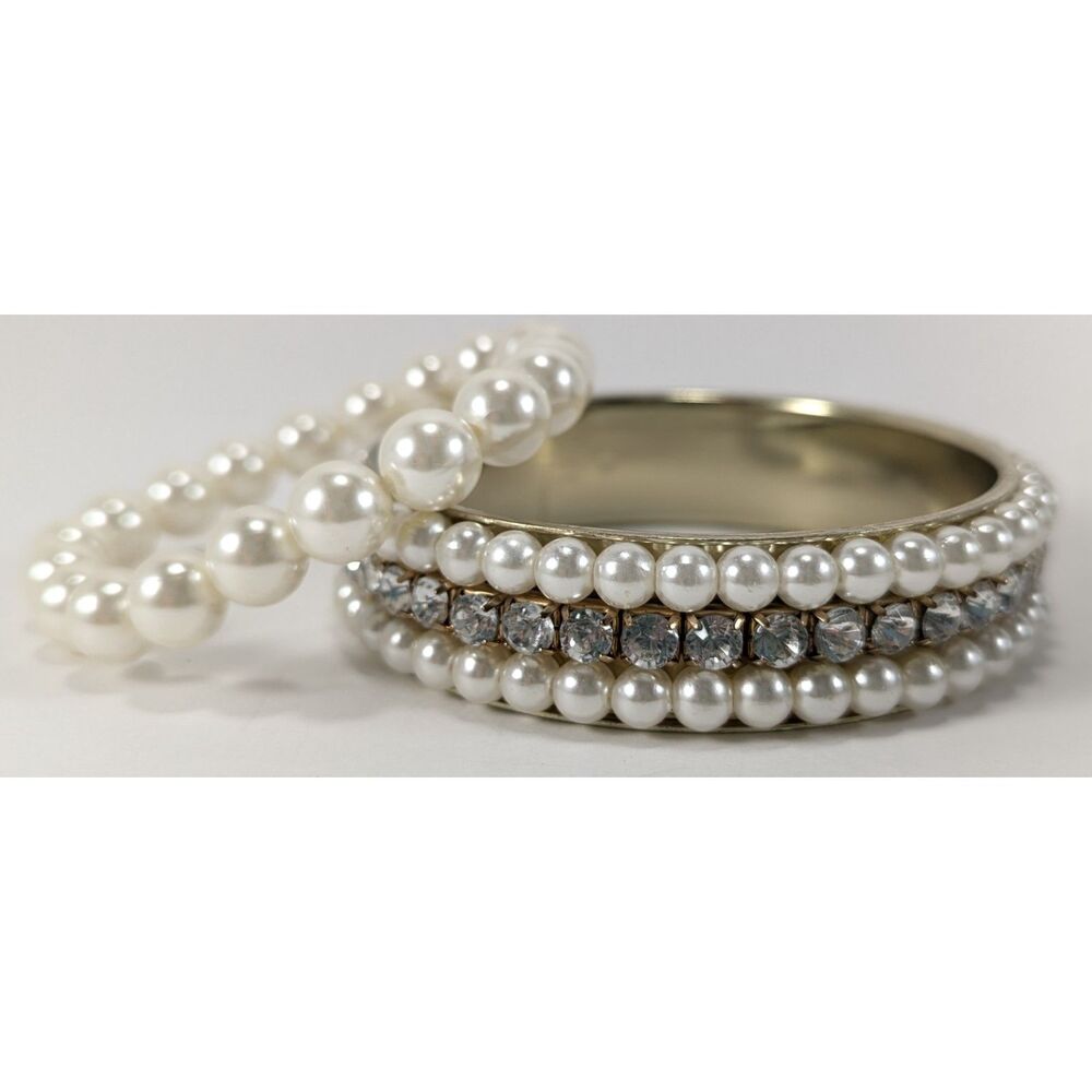 Pearl Rhinestone Bangle - Picture 2 of 7